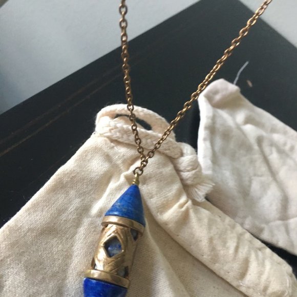 Pamela Love antiquated brass chain and lapis lazuli pendant - Picture 1 of 7
